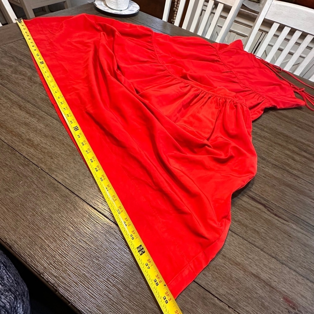 Free Assembly Red Dress Spaghetti Strap Smocked Bodice Tiered Midi M - Picture 14 of 17